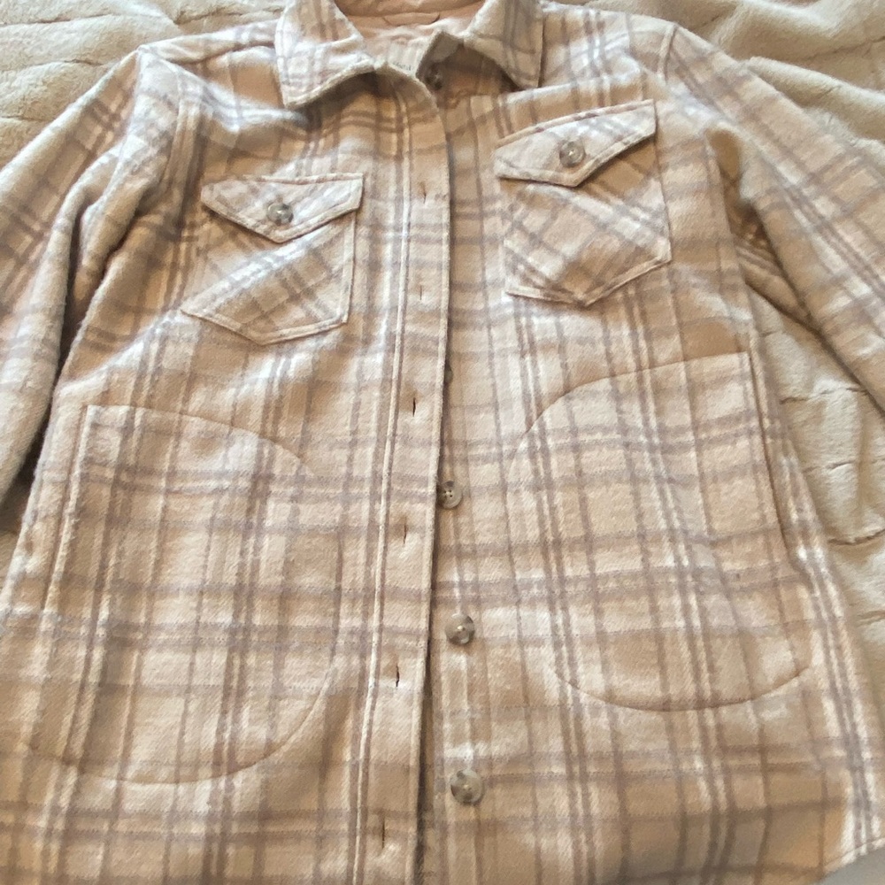 Gentle fawn leighton plaid shirt jacket shacket (pebble plaid)